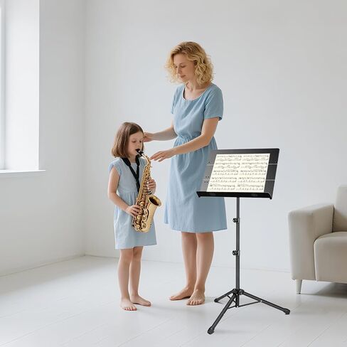 Portable Sheet Music Stand - 2 in 1 Dual-Use Folding Music Stand & Desktop Book Stand with Carrying Bag, Tri-fold Panel Metal Holder Adjustable Height with Music Sheet Clip Holder in Kuwait