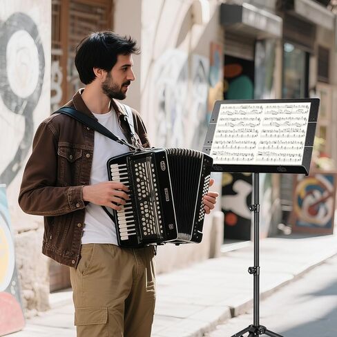 Portable Sheet Music Stand - 2 in 1 Dual-Use Folding Music Stand & Desktop Book Stand with Carrying Bag, Tri-fold Panel Metal Holder Adjustable Height with Music Sheet Clip Holder in Kuwait