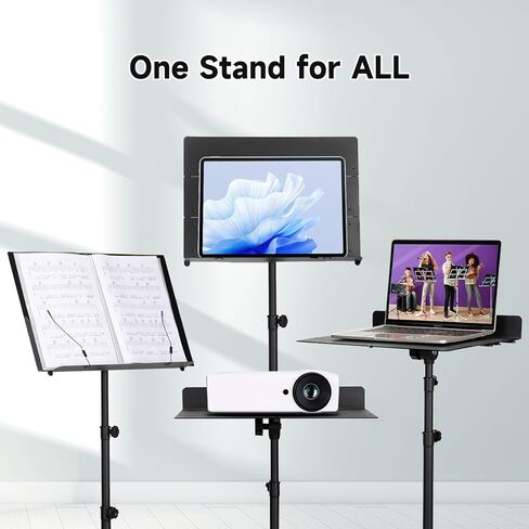Portable Sheet Music Stand - 2 in 1 Dual-Use Folding Music Stand & Desktop Book Stand with Carrying Bag, Tri-fold Panel Metal Holder Adjustable Height with Music Sheet Clip Holder in Kuwait