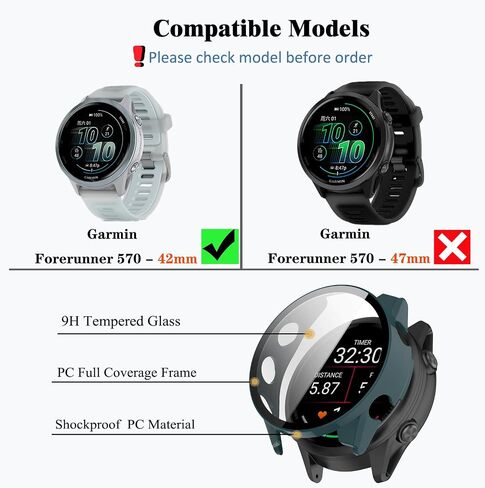 [4-Pack] Forerunner 570 Screen Protector Case Compitible with Garmin Forerunner 570 47mm Running SmartWatch, Hard PC Case Screen Protector Cover Bumper Accessories for Women Men in Kuwait