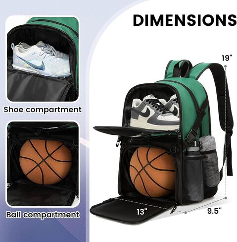 Basketball Bag Backpack with Ball Holder and Shoes Compartment,Best for Basketball, Soccer, Volleyball, Gym. (BLK) in Kuwait