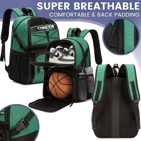 Basketball Bag Backpack with Ball Holder and Shoes Compartment,Best for Basketball, Soccer, Volleyball, Gym. (BLK) in Kuwait