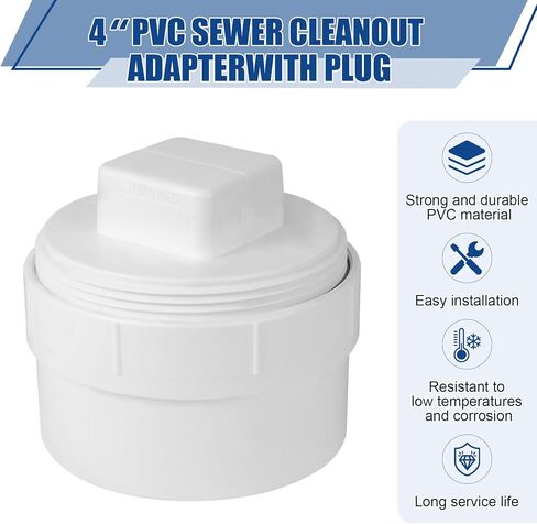 4" PVC Sewer Cleanout cap, DWV Flush Sewer Cleanout Adapter with Plug for Outdoor Garden,RV and More Drainage Piping Fitting in Kuwait