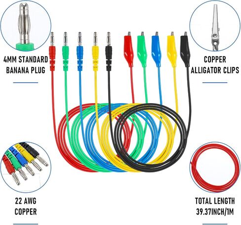 24PCS Back Probe Kit ، قابس Banana لمقاطع التمساح النحاسية خيوط اختبار Kit مع مقاطع التمساح ، مقبس مسبار 0.7 ملم مسبار 4 مم من موز الموز لإصلاح السيارات التشخيص in Saudi Arabia