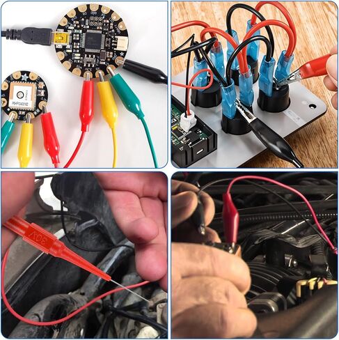 24PCS Back Probe Kit ، قابس Banana لمقاطع التمساح النحاسية خيوط اختبار Kit مع مقاطع التمساح ، مقبس مسبار 0.7 ملم مسبار 4 مم من موز الموز لإصلاح السيارات التشخيص in Saudi Arabia