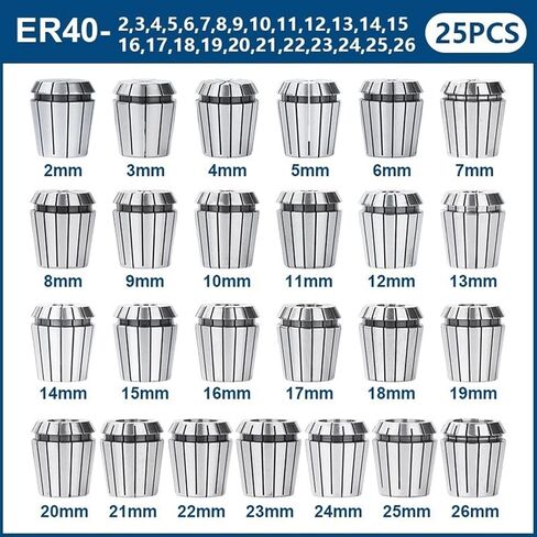 ER40 ER COLLET Chuck Spring Chuck 2-26mm Collet حامل لحامل المخرطة 25pcs (25pcs ER40 مجموعة) in Saudi Arabia