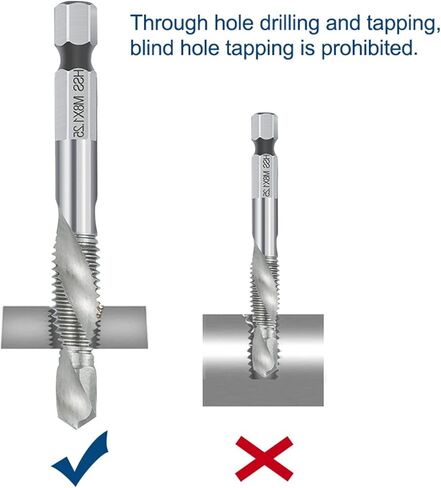 Hex Shank Metric Tap Combined Tap and Drill Spiral Flute HSS Thread Screw Tap Threading Tool M3 M4 M5 M6 M8 M10 M12 1Pcs(M3) in Saudi Arabia