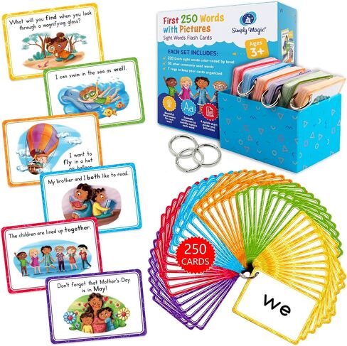 250 Sight Words Flash Cards for Kindergarten with Pictures, Dolch Sight Words Pre-K for Toddlers 3 4 5 6 7 8 Years, High Frequency Words Reading Cards for Kids Ages 4-8, Preschool - Simply Magic in Saudi Arabia