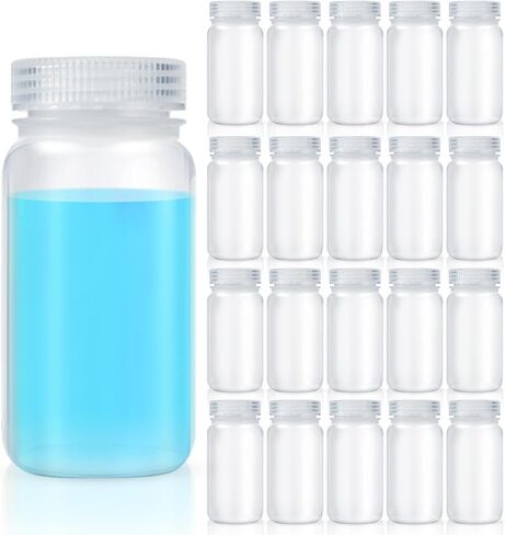 Hoolerry 72 Pcs 16oz/ 500ml Plastic Sample Bottles Laboratory Grade Polypropylene Wide Mouth Reagent Bottles Clear Liquids Storage Containers with Lids Leak Proof Containers for Lab Classroom in Saudi Arabia