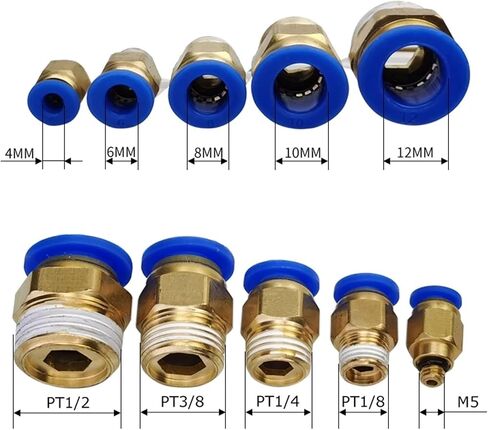 30PCS PC Hose Male Thread BSPT 1/4" 1/2" 1/8 "3/8" Air Nipple Brass Quick Coupling Air Pneumatic Fitting 4mm 6mm 8mm 10mm 12mm(30PCS PC6-04) in Saudi Arabia