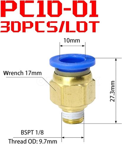 30PCS PC Hose Male Thread BSPT 1/4" 1/2" 1/8 "3/8" Air Nipple Brass Quick Coupling Air Pneumatic Fitting 4mm 6mm 8mm 10mm 12mm(30PCS PC6-04) in Saudi Arabia