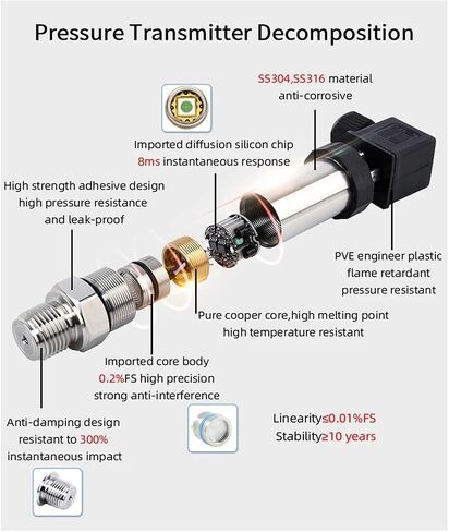 مستشعر ضغط الضغط الإرسال إخراج 4-20MA RS485 0-10V 0-5V محول ضغط الوقود المياه 0-60MPa G1/4 مستشعر ضغط (الإخراج 0-5V ، 0-16MPA) in Saudi Arabia