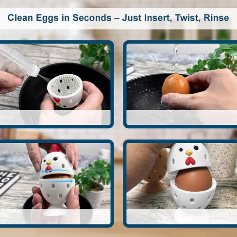Egg Washer for Fresh Eggs, Egg Scrubber for Fresh Eggs, 2 Reusable Silicone Chicken Shaped Scrubs, Chicken Egg Cleaner, Eggshell Cleaner for Poultry Farm, Housewife Tools Vegetable Processing (Gray) in Saudi Arabia