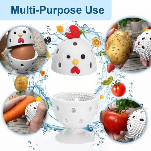 Egg Washer for Fresh Eggs, Egg Scrubber for Fresh Eggs, 2 Reusable Silicone Chicken Shaped Scrubs, Chicken Egg Cleaner, Eggshell Cleaner for Poultry Farm, Housewife Tools Vegetable Processing (Gray) in Saudi Arabia
