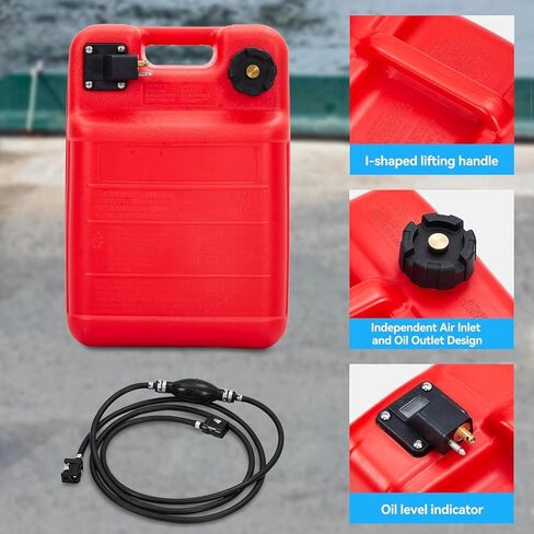 Marine Tank, 6 Gallon Outboard Marine Boat Transfer Tank with 9.8ft Hose, Gauge, I-Shaped Handle, Easy to Carry for Outboard Engine Boats,Fishing Boat, Deck Boat,Yacht in Saudi Arabia