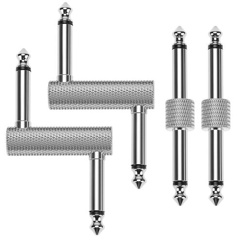 QWORK Guitar Pedal Cables, 6.35mm (1/4") Male to Male Guitar Pedal Patch Connector Effect Pedal Coupler (2 L & 2 Z Type Connectors) in Saudi Arabia