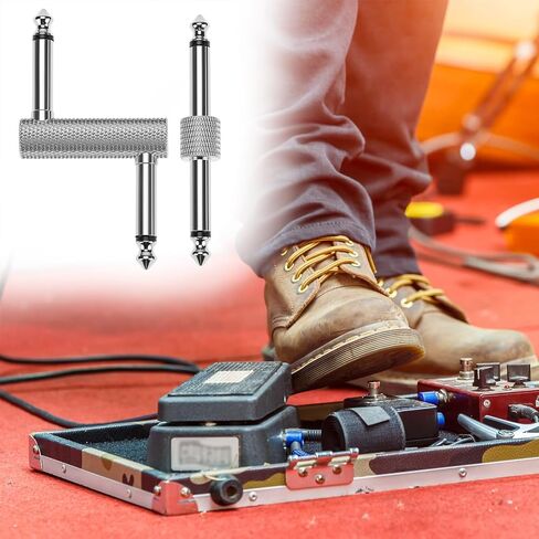 QWORK Guitar Pedal Cables, 6.35mm (1/4") Male to Male Guitar Pedal Patch Connector Effect Pedal Coupler (2 L & 2 Z Type Connectors) in Saudi Arabia