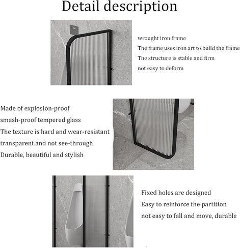 Urinal Screen Toilet Partition,Public Health Partition Urinal Privacy Screen Panels Partition Protection Screen,Urinal Partition Wall Divider Translucent Glass Panels Uri,Partition*2-H140cm in Kuwait