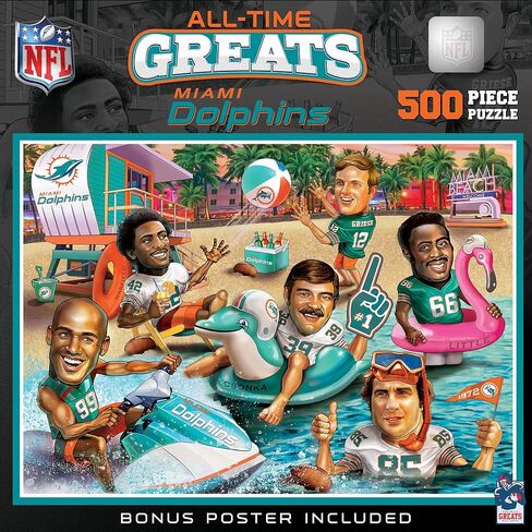 روائع 500 قطعة رياضية بانوراما للبالغين - NFL Miami Dolphins All -Time - 15x21 in Saudi Arabia