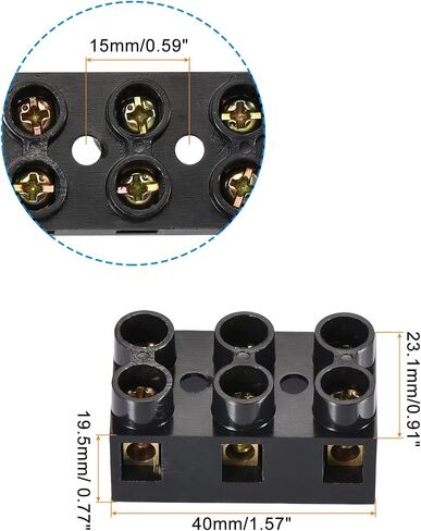 MECCANIXITY Terminal Block 500V 20A Dual Row 3 Positions Screw Electric Barrier Strip 5Pcs in Saudi Arabia