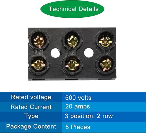 MECCANIXITY Terminal Block 500V 20A Dual Row 3 Positions Screw Electric Barrier Strip 5Pcs in Saudi Arabia