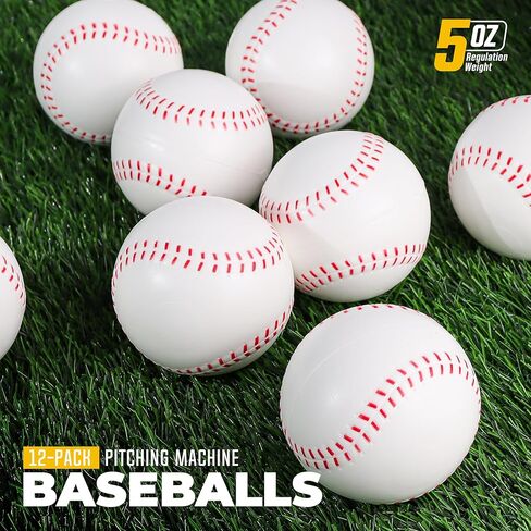 Pitching Machine Foam Baseballs - 12 Pack Baseballs مع Feel Game Feel - كرات رغوة عالية الكثافة لممارسة الضرب - لا توجد معدات ممارسة ضربات - المعدات الرياضية - 12 كرة in Kuwait