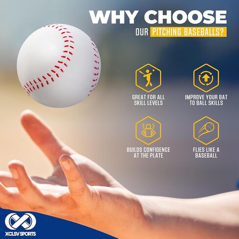 Pitching Machine Foam Baseballs - 12 Pack Baseballs مع Feel Game Feel - كرات رغوة عالية الكثافة لممارسة الضرب - لا توجد معدات ممارسة ضربات - المعدات الرياضية - 12 كرة in Kuwait