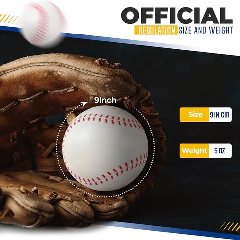Pitching Machine Foam Baseballs - 12 Pack Baseballs مع Feel Game Feel - كرات رغوة عالية الكثافة لممارسة الضرب - لا توجد معدات ممارسة ضربات - المعدات الرياضية - 12 كرة in Kuwait