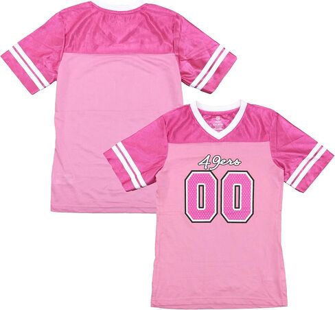 San Francisco 49ers Logo #00 Pink Dazzle Girls Youth Jersey in Saudi Arabia