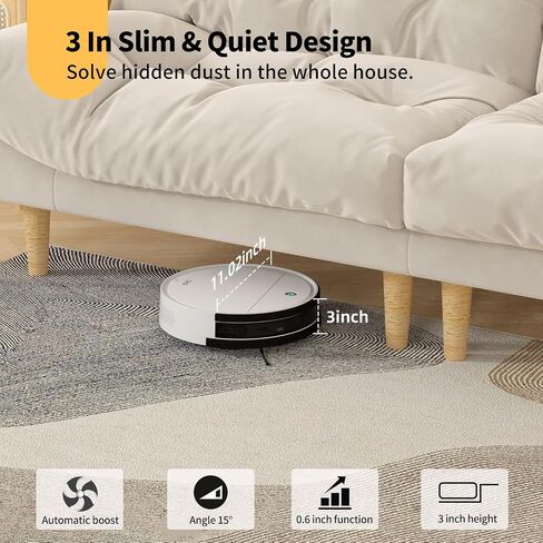 فراغ الروبوت K5 مع وقت تشغيل 120 دقيقة ، منظف الفراغات المتفوقة متوافق مع Alexa/APP/Wi-Fi ، فراغ روبوت هادئ ميني الشحن الذاتي للسجاد والأرضيات الصلبة لأصحاب الحيوانات الأليفة والمرأة in Saudi Arabia