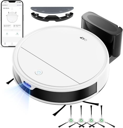 فراغ الروبوت K5 مع وقت تشغيل 120 دقيقة ، منظف الفراغات المتفوقة متوافق مع Alexa/APP/Wi-Fi ، فراغ روبوت هادئ ميني الشحن الذاتي للسجاد والأرضيات الصلبة لأصحاب الحيوانات الأليفة والمرأة in Kuwait