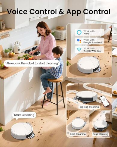 فراغ الروبوت K5 مع وقت تشغيل 120 دقيقة ، منظف الفراغات المتفوقة متوافق مع Alexa/APP/Wi-Fi ، فراغ روبوت هادئ ميني الشحن الذاتي للسجاد والأرضيات الصلبة لأصحاب الحيوانات الأليفة والمرأة in Kuwait