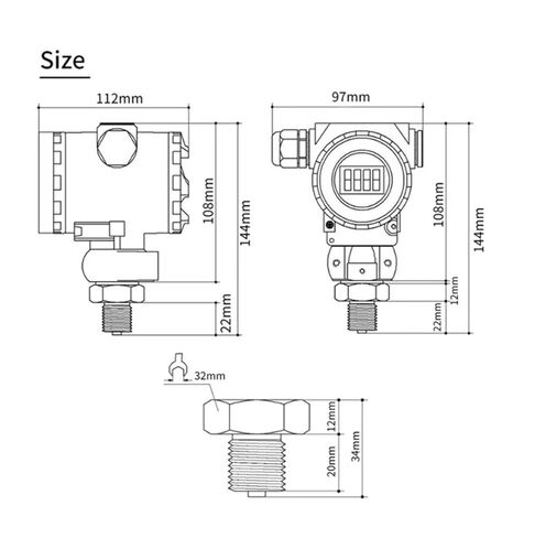 Pressure Sensor M20*1.5 0-600bar Pressure Transducer 4-20mA RS485 Hydraulic Oil Pipe Pressure Sensor Air Liquid Pressure Transmitter(4-20ma Output Led,0-3Bar) in Saudi Arabia