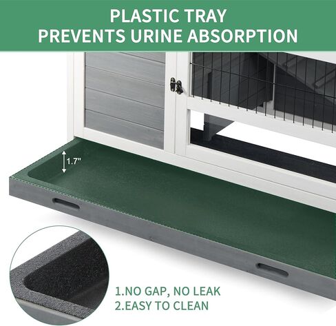 Outdoor Indoor Rabbit Hutch Bunny Cage, Guinea Pig Cages with Wheel & Plastic Tray, Wooden Small Pet House in Kuwait