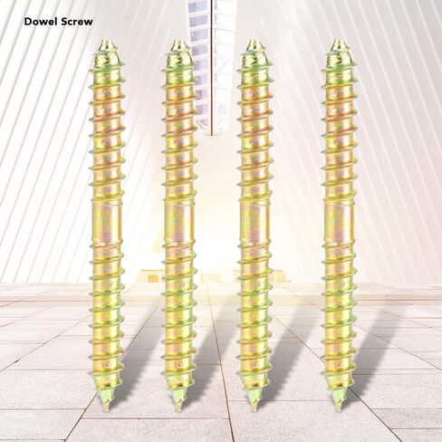 M6x60mm Double Ended Screws, 10 PCS Dowel Screws, Wood to Wood Self-Tapping Dowel Screws for Furniture Wood Connecting in Saudi Arabia
