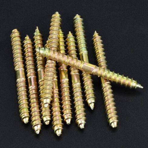M6x60mm Double Ended Screws, 10 PCS Dowel Screws, Wood to Wood Self-Tapping Dowel Screws for Furniture Wood Connecting in Saudi Arabia