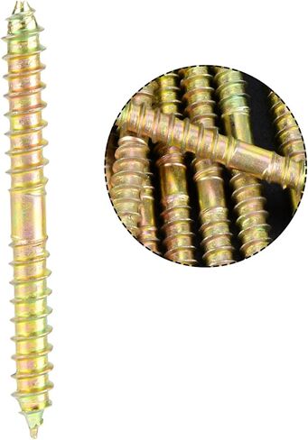 M6x60mm Double Ended Screws, 10 PCS Dowel Screws, Wood to Wood Self-Tapping Dowel Screws for Furniture Wood Connecting in Saudi Arabia