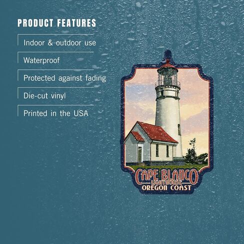 Die Cut Sticker Cape Blanco Lighthouse, Oregon, Oregon Coast, Vinyl Sticker 3 to 6 inches, (Waterproof Decal for Cars, Water Bottles, Laptops, Coolers), Large in Saudi Arabia