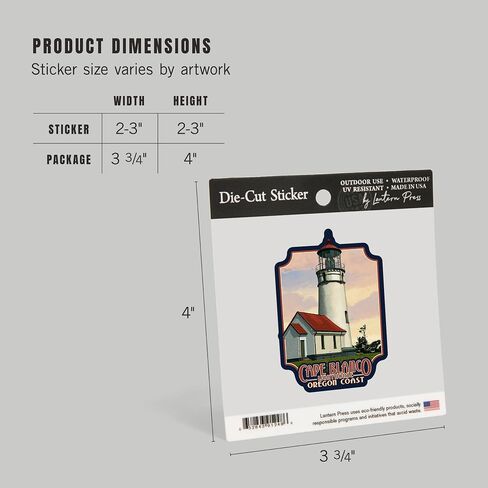 Die Cut Sticker Cape Blanco Lighthouse, Oregon, Oregon Coast, Vinyl Sticker 3 to 6 inches, (Waterproof Decal for Cars, Water Bottles, Laptops, Coolers), Large in Saudi Arabia