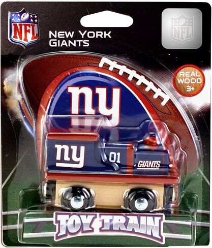 Mortpieces NFL New York Giants Train Real Wood Train ، للأعمار 3+ in Saudi Arabia