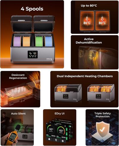Creality SpacePi X4 3D Printer Filament Dryer,3D Filament Storages for Keeping Filament Dry,Filament Dehydrator Compatible with 1.75/2.85mm PLA PETG ABS Nylon PA TPU,3D Printer Filament Spool Holder in Saudi Arabia