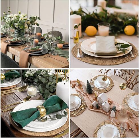 13 in Round Woven Placemats Plate Chargers Set of 10, Boho Farmhouse Rustic Woven Place Mats for Dining Table Decor, Rattan Wicker Table Mats Jute Braided Chargers for Dinner Plates in Saudi Arabia