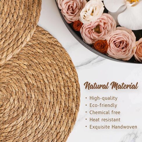 13 in Round Woven Placemats Plate Chargers Set of 10, Boho Farmhouse Rustic Woven Place Mats for Dining Table Decor, Rattan Wicker Table Mats Jute Braided Chargers for Dinner Plates in Saudi Arabia