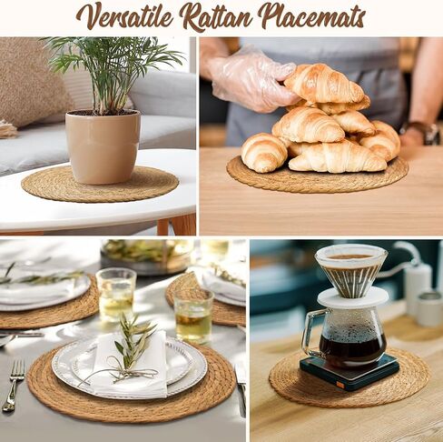 13 in Round Woven Placemats Plate Chargers Set of 10, Boho Farmhouse Rustic Woven Place Mats for Dining Table Decor, Rattan Wicker Table Mats Jute Braided Chargers for Dinner Plates in Saudi Arabia