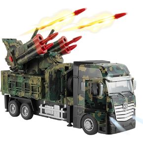 Military Toys for Boys, Army Vehicle Toys with Rotatable Turret, Missile Truck with Light & Sound, Pull Back Army Truck Gift for 3 4 5 6 7 8 Year Old Boys in Kuwait