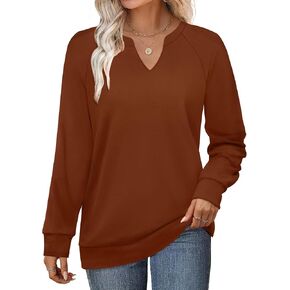 SAMPEEL Sweatshirts for Women V Neck Long Sleeve Shirts Lightweight Sweaters Fall Fashion Tops Outfits 2025 in Kuwait