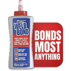 غراء Weldbond متعدد الأسطح وغير سام، يربط أي شيء! غراء الخشب للأثاث أو على القماش الزجاجي والفسيفساء والسجاد والسيراميك والحجر والمزيد. يجف كريستال واضح. 14.2 أونصة / 420 مل (عبوتين) in Kuwait