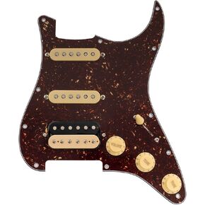 MusicLily Pro-Se ST-HSS-60SE Pickguard مسبقًا مع Alnico 5 Pickups 5-Way Switch للغيتار الكهربائي Strat ، 3ply Black in Kuwait