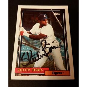 Skeeter Barnes Tigers 1992 Topps #221 S Authentic Motograph JG2 - بطاقات البيسبول الموقعة in Kuwait