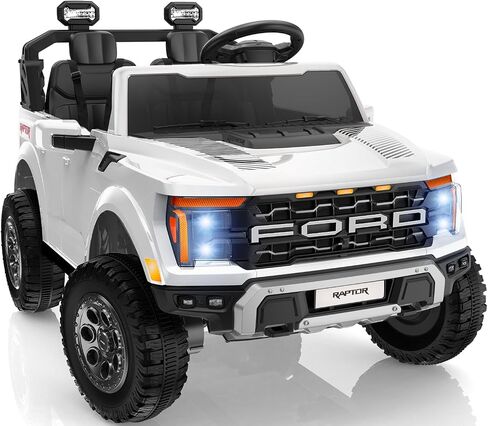 First Ride On 24V Ride on Toys for Big Kids, Licensed Ford F-150 Raptor 2 Seater Ride on Car w/Remote Control, Electric Car w/Power Pedal & Durable Wheels, LED Lights, Music, Metal Suspension (Black) in Saudi Arabia
